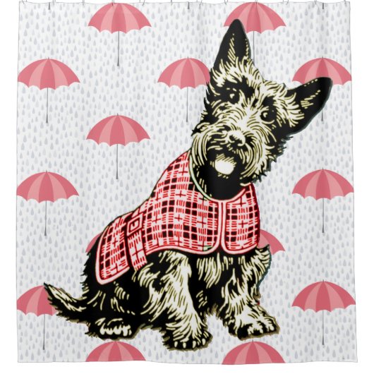 westie west highland dog + paraplu douchegordijn (Voorkant)