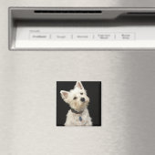 Westie (West Highland shiier) met halsband Magneet (Insitu (Vaatwasser))