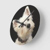Westie (West Highland shiier) met halsband Ronde Klok (Hoek)