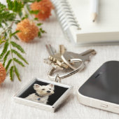 Westie (West Highland shiier) met halsband Sleutelhanger (Zijkant)