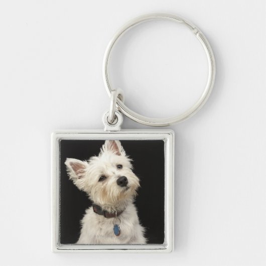 Westie (West Highland shiier) met halsband Sleutelhanger (Voorkant)