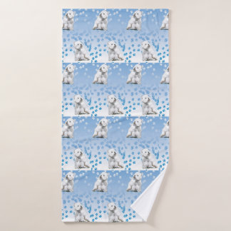 Westie West Highland Terrier Bath Towel Blue Paws Badhanddoek