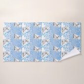 Westie West Highland Terrier Bath Towel Blue Paws Badhanddoek (Badhanddoek)