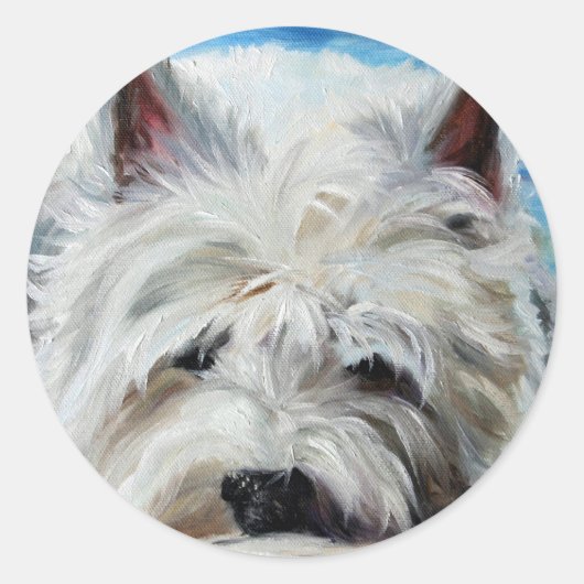 Westie West Highland Terrier Dog Beach Bum Sticker (Voorkant)