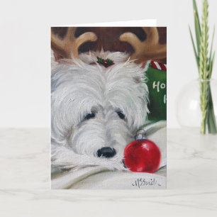 Westie West Highland Terriër Hond Kerstman Feestdagen Kaart