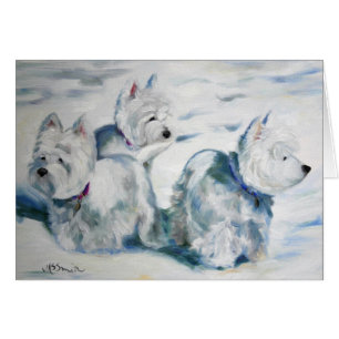 Westie West Highland Terrier Snow Dog Card