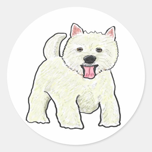 Westie West Highland White Terrier Ronde Sticker (Voorkant)