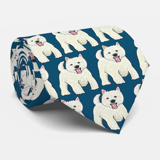 Westie West Highland White Terrier Stropdas (Opgerold)