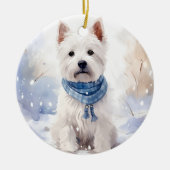 Westie Winter Kerstmis Keramisch Ornament (Voorkant)
