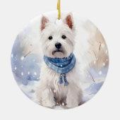 Westie Winter Kerstmis Keramisch Ornament (Achterkant)