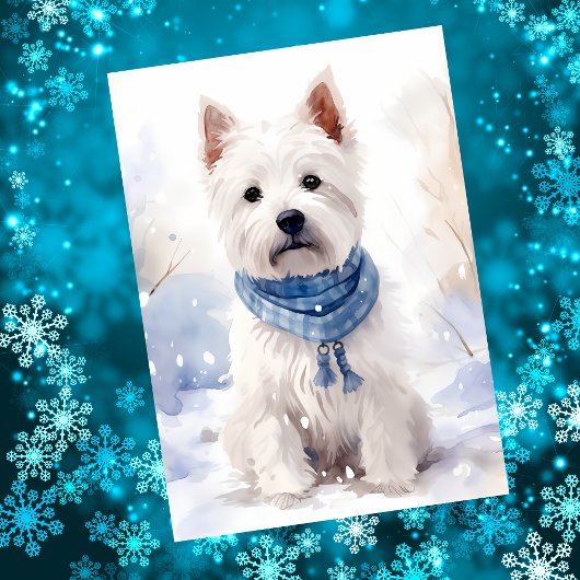 Westie Winter Sneeuw Feestdagenkaart