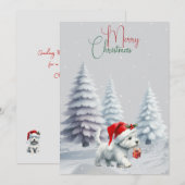 Westie With Gift Merry Christmas Card Feestdagenkaart (Voorkant / Achterkant)