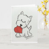 Westie With Heart Kaart (Gele Bloem)