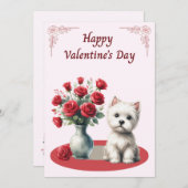 Westie with Roses Valentine's Card Feestdagenkaart (Voorkant / Achterkant)