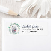 Westie Witte Hond Krans Retouradres Etiket (Insitu)
