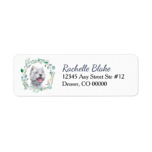 Westie Witte Hond Krans Retouradres Etiket