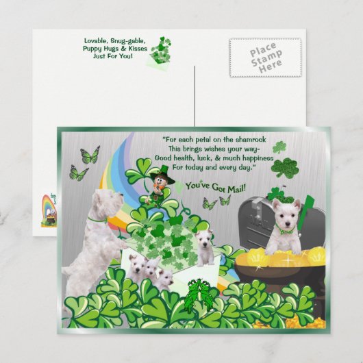 Westie You've Got Mail - St Patrick's Day Versie Briefkaart (Voorkant / Achterkant)