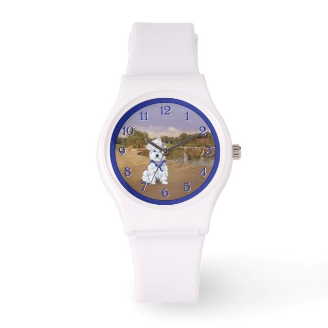 Westie zeilboten horloge (Voorkant)