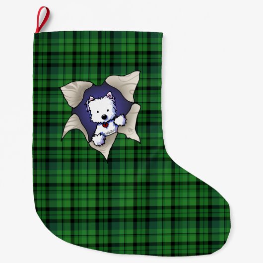 Westie ZWART Kerstmis stoppen Grote Kerstsok (Voorkant)