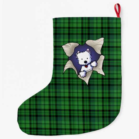 Westie ZWART Kerstmis stoppen Grote Kerstsok (Achterkant)