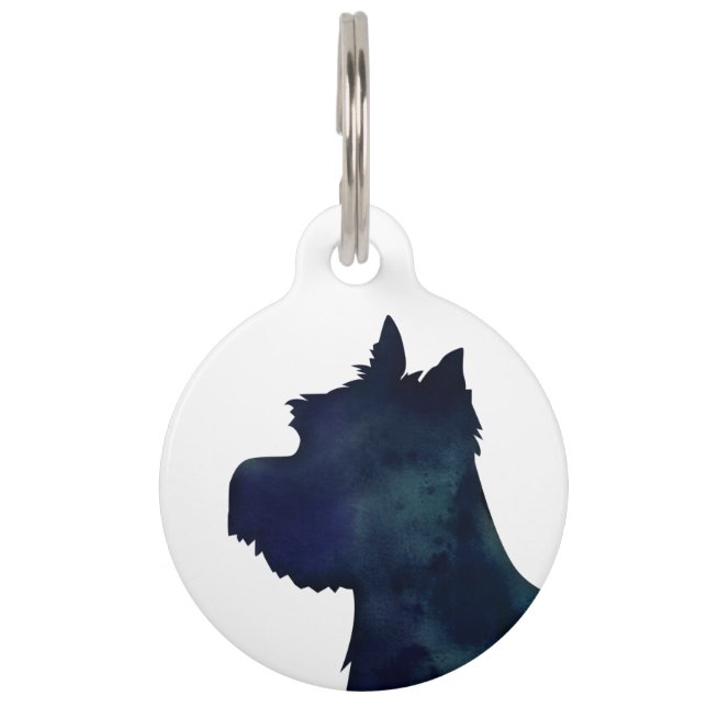 Westie Zwarte Waterolor Silhouet Hond Huisdierpenning (Voorkant)