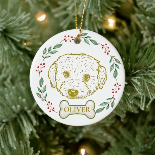 Westiepoo Hond Gepersonaliseerde Hand Drawing Keramisch Ornament (Boom)
