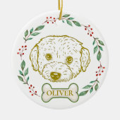 Westiepoo Hond Gepersonaliseerde Hand Drawing Keramisch Ornament (Voorkant)