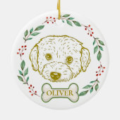 Westiepoo Hond Gepersonaliseerde Hand Drawing Keramisch Ornament (Achterkant)