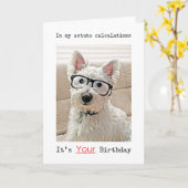 Westie's berekeningen, het is je verjaardag kaart (Gele Bloem)