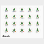 Westies bij de Kerstboom Ronde Sticker (Vel)
