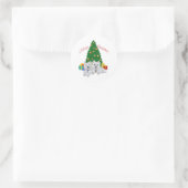 Westies bij de Kerstboom Ronde Sticker (Tas)