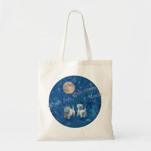 Westies die een wens doen op de Maan Tote Bag