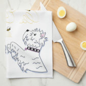 Westies en bijen theedoek (Quarter Fold)