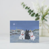 Westies en een Scottie Kerstmis Feestdagenkaart (Staand voorkant)