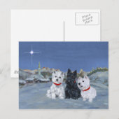 Westies en een Scottie Kerstmis Feestdagenkaart (Voorkant / Achterkant)