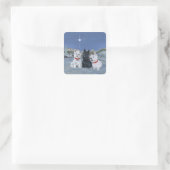 Westies en een Scottie Kerstmis Vierkante Sticker (Tas)