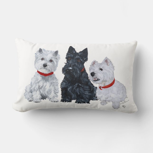 Westies en een Scottie Samen Kussen (Voorkant)