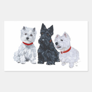 Westies en een Scottie Samen Rechthoekige Sticker