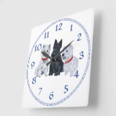 Westies en een Scottie Samen Vierkante Klok (Hoek)