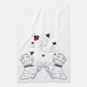 Westies en Ladyvogels Theedoek (Verticaal)