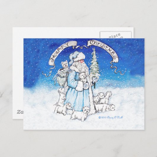 Westies en Sinterklaas Feestdagenkaart (Voorkant / Achterkant)