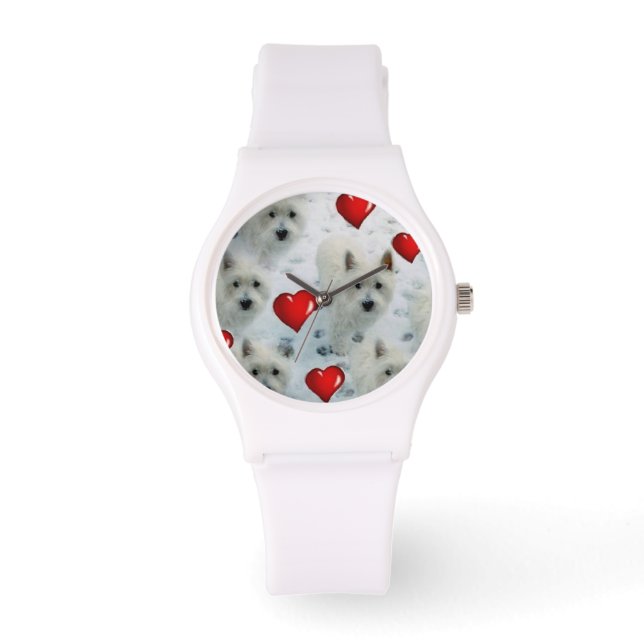 Westies Hearts kijken Mooie Verjaardag Kerstmis Horloge (Voorkant)