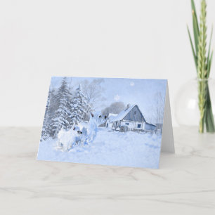Westies houden van de wintertijd feestdagen kaart