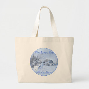Westies houden van de wintertijd grote tote bag