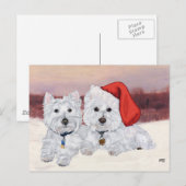 Westies in de wintertijd briefkaart (Voorkant / Achterkant)