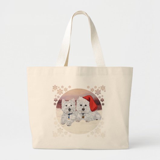 Westies in de Wintertijd Grote Tote Bag (Voorkant)