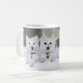 Westies in de wintertijd koffiemok (Voorkant links)