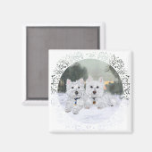 Westies in de wintertijd magneet (Voorkant / Achterkant)