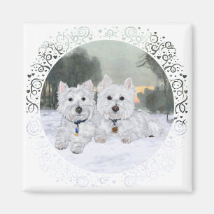 Westies in de wintertijd magneet