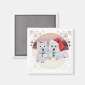 Westies in de wintertijd magneet (Voorkant / Achterkant)